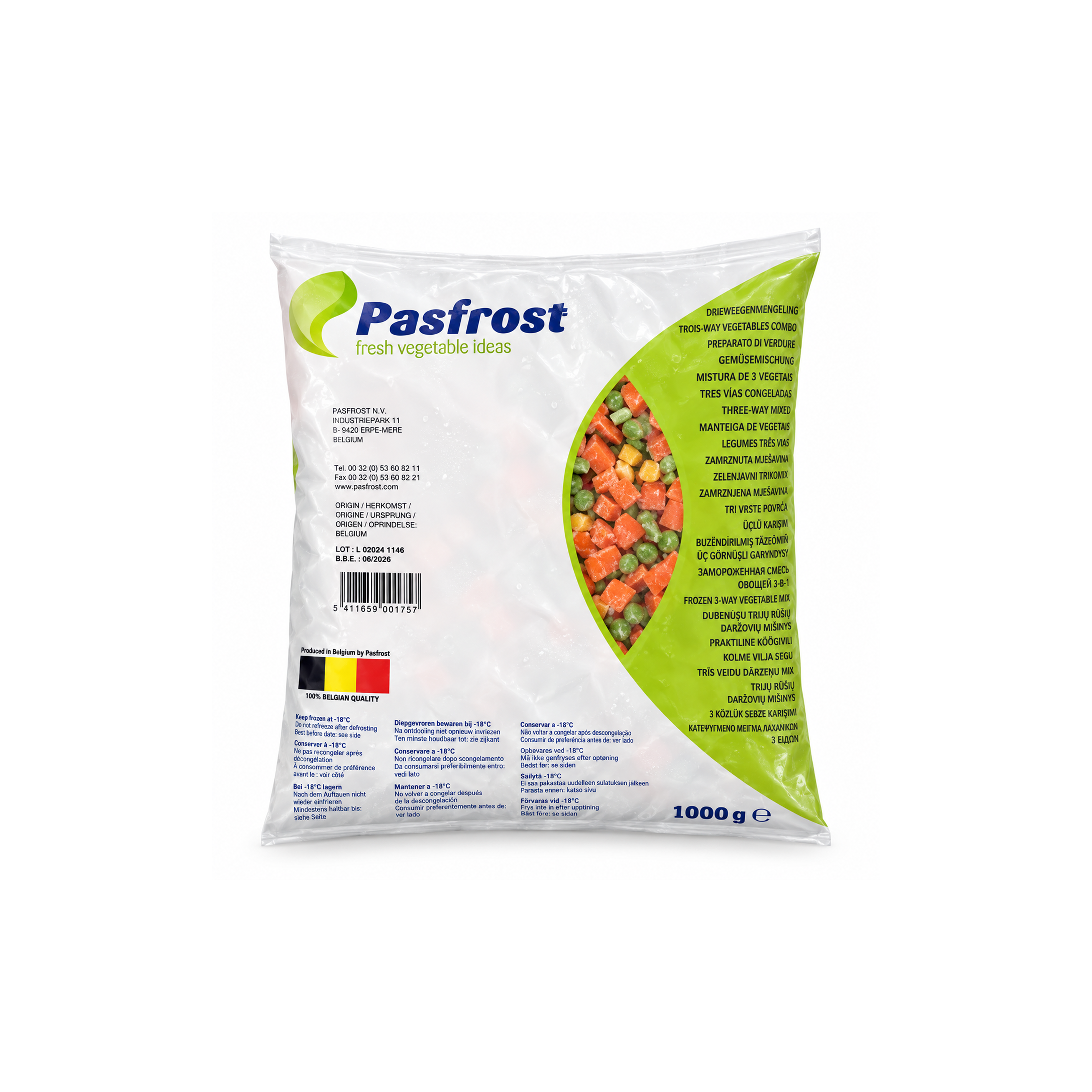 Pasfrost 3-Way Vegetable Mix - 1 kg
